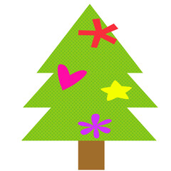 Merry Christmas Green Decorated Tree icon clipart cartoon