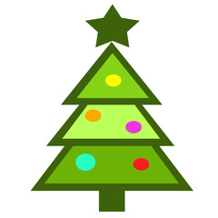 Merry Christmas Green Tree with Star on Top icon clipart cartoon