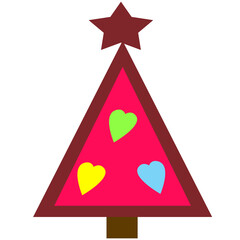 Merry Christmas Red Tree with Star on Top icon clipart cartoon