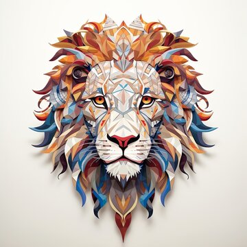 Design a lion made entirely of intricate geometric