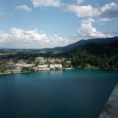 Fototapeta na wymiar Slovenia, city of Bled, panoramic view from the mountain