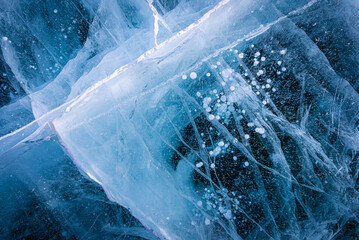Amazing ice crack with bubble texture background, Close-up texture surface cracks of the natural...