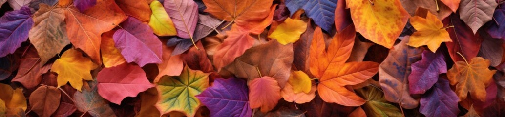 Obraz premium Beautiful autumn background of a colorful array of fallen leaves. Generative AI