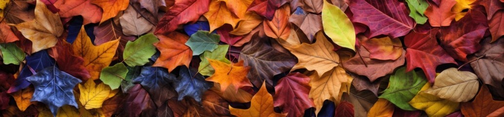 Beautiful autumn background of a colorful array of fallen leaves. Generative AI