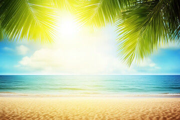 Fototapeta na wymiar Summer tropical beach landscape. Vacation background. Ai generated