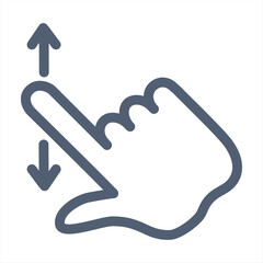 Zoom Gesture, Hand Finger Swipe Up and Down Silhouette Icon. Enlarge Screen, Rotate on Screen Glyph Pictogram. Gesture Slide Up and Down Icon. Isolated Vector Illustration.