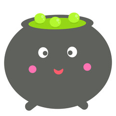 Cauldron with green poison soup in Halloween day clipart cartoon