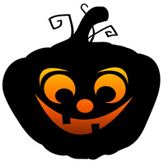 Silhouette pumpkin face character in Halloween day clipart cartoon