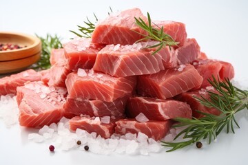 Tasty sashimi pieces of fresh raw tuna. Generative AI
