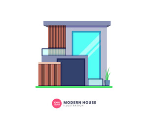 Minimalist house illustration. Modern architecture design concept for real estate