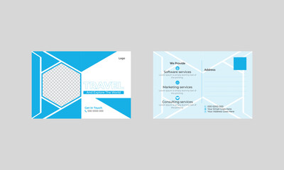 Creative and modern professional travel post card design clean layout