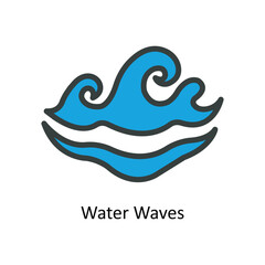 Water Waves Vector Fill outline Icon Design illustration. Nature and ecology Symbol on White background EPS 10 File