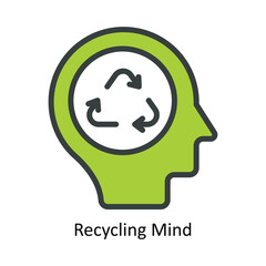 Recycling Mind Vector Fill outline Icon Design illustration. Nature and ecology Symbol on White background EPS 10 File