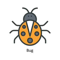 Bug Vector Fill outline Icon Design illustration. Nature and ecology Symbol on White background EPS 10 File