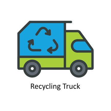 Recycling Truck Vector Fill outline Icon Design illustration. Nature and ecology Symbol on White background EPS 10 File