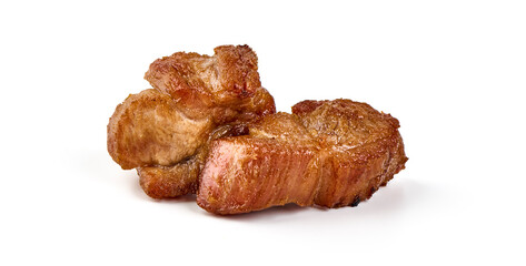 Grilled meat, roasted shish kebab, isolated on white background.