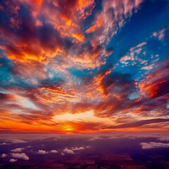 Fototapeta premium spectacular sunset with colourful clouds lit by the sun Epic Bright Sky Sunset landscape