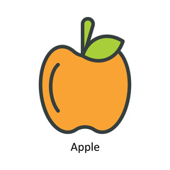 Apple Vector Fill outline Icon Design illustration. Nature and ecology Symbol on White background EPS 10 File