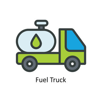 Fuel Truck Vector Fill outline Icon Design illustration. Nature and ecology Symbol on White background EPS 10 File