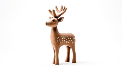 deer ceramics figure isolated , clay toy, generative ai