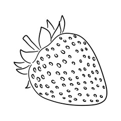 Icon of Strawberry. Hand drawn sketch. Retro vintage design. Vector illustration.