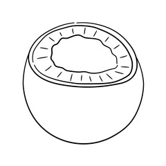 Coconut doodle icon. Hand drawn black sketch. Vector Illustration.