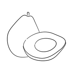 Icon of Avocado. Hand drawn sketch. Retro vintage design. Vector illustration.