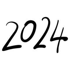 2024 year. Handwriting 2024 numbers. Vector illustration.
