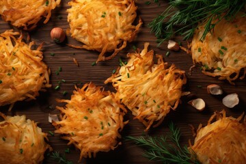 top down view of hashbrowns  - food photography