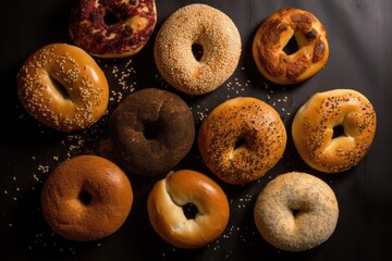 top down view of bagels  - food photography