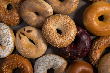 top down view of bagels  - food photography