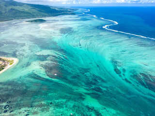 Incredible view of the ocean in Mauritius. Picture taken from drone
