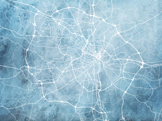 Illustration of a map of the city of  Richmond Virginia in the United States of America with white roads on a icy blue frozen background.