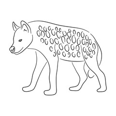 Hyena illustration in doodle style. Vector isolated on a white background.