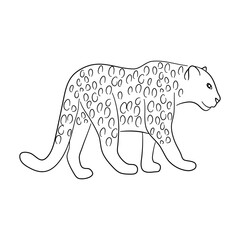 Leopard illustration in doodle style. Vector isolated on a white background.