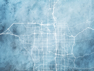 Illustration of a map of the city of  Salt Lake City Metro Utah in the United States of America with white roads on a icy blue frozen background.