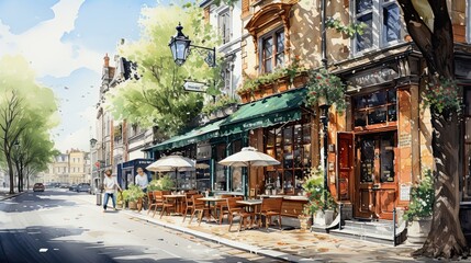 Fototapeta na wymiar Old coffeeshop on the cities of London and paris