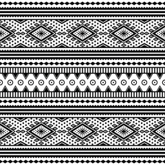 Aztec and Navajo tribal vector illustration. Seamless ethnic pattern design print for textile. Black and white colors.