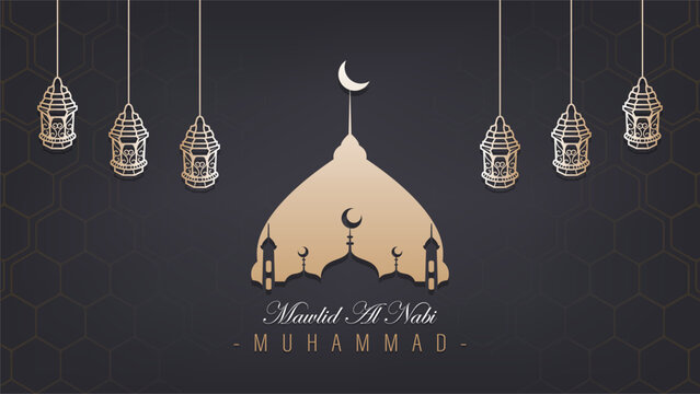 Minimalist template design with the theme of the birthday of the Prophet Muhammad SAW