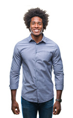 Afro american man over isolated background with a happy and cool smile on face. Lucky person.