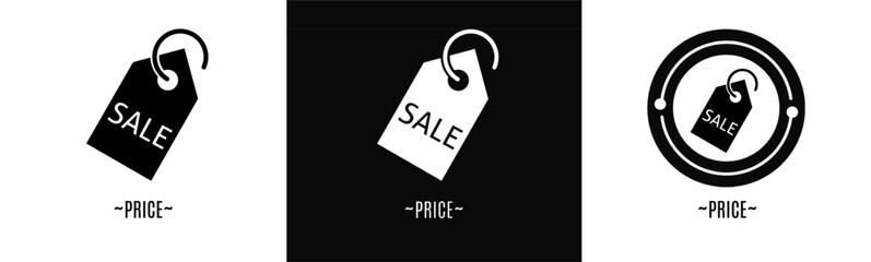 Price logo set. Collection of black and white logos. Stock vector.
