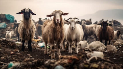 Grazing Goats in the Outdoors