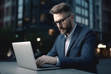 businessman working on laptop