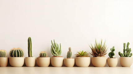 Assortment of Stylish Cactus Plants in Decorative Pots