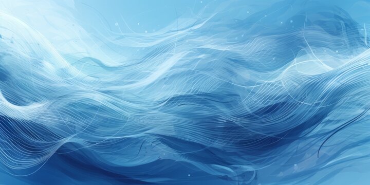 abstract blue wave background, Blue and White Wave Pattern with Blue Water, Transformed through Soft Lines and Shapes in a Digitally Manipulated Composition, Fresco like