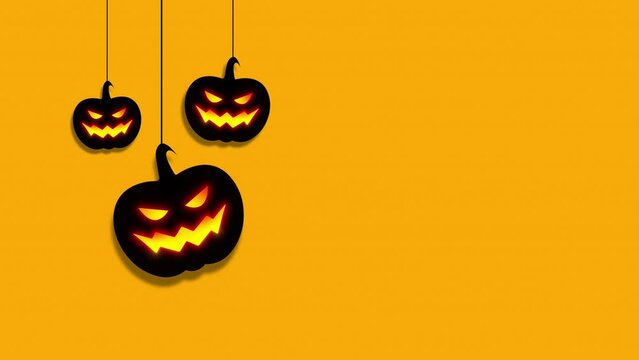 Happy halloween with scary hanging pumpkins