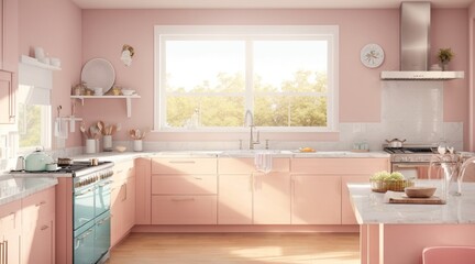 Serene Pastel Oasis: American Kitchen