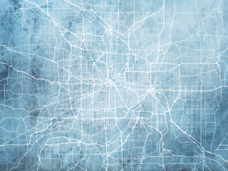 Illustration of a map of the city of  Twin cities Minnesota in the United States of America with white roads on a icy blue frozen background.