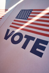 Vote! United States flag. Presidential Election in USA. Vote day in November. US Election....
