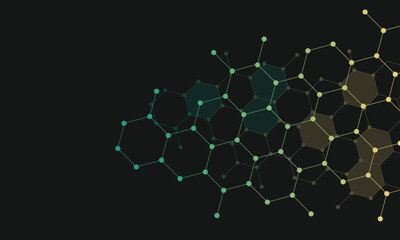 Abstract gradient connection hexagon background.